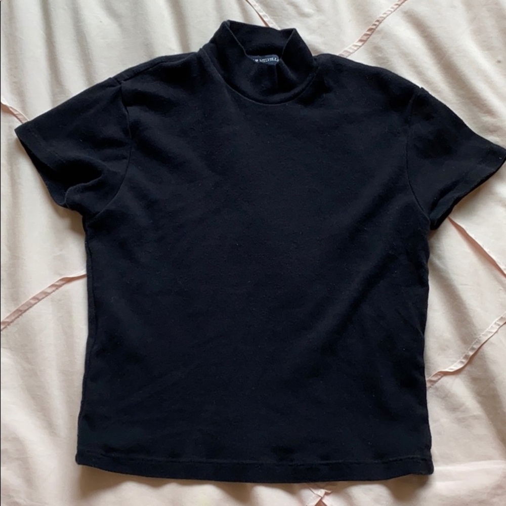 Black mock neck brandy Melville cropped t-shirt